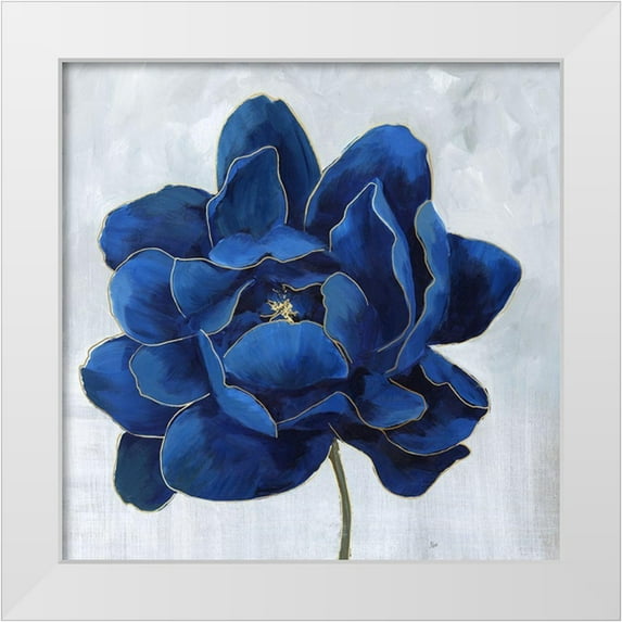 Nan 15x15 White Modern Wood Framed Museum Art Print Titled - Indigo Peony