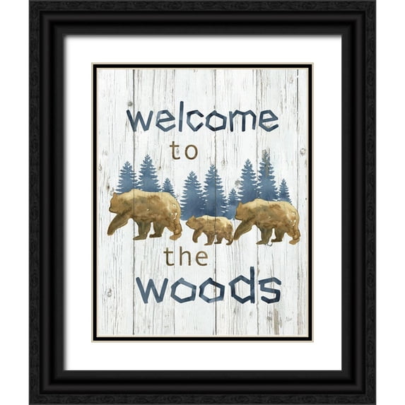 Nan 15x18 Black Ornate Wood Framed with Double Matting Museum Art Print Titled - Welcome to the Woods