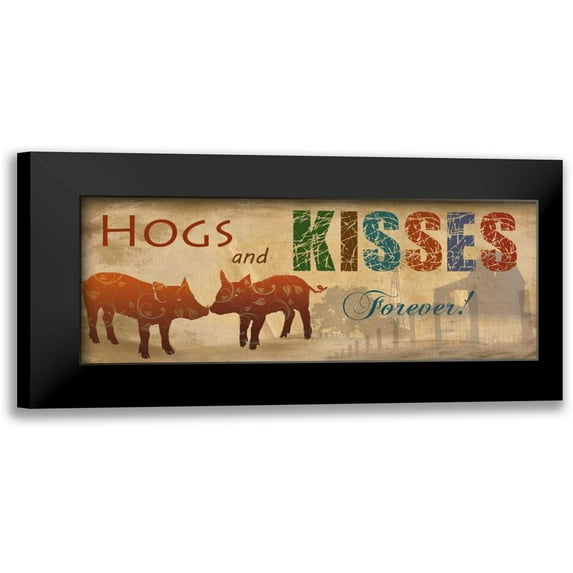 Nan 18x10 Black Modern Framed Museum Art Print Titled - Hogs and Kisses