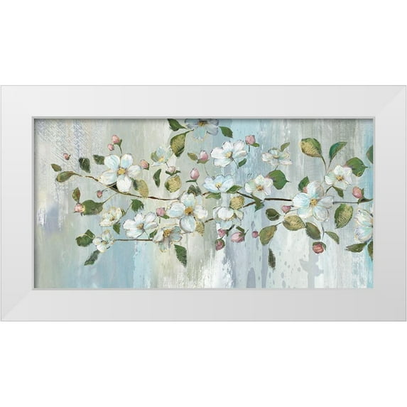 Nan 18x11 White Modern Wood Framed Museum Art Print Titled - Painterly Blossoms