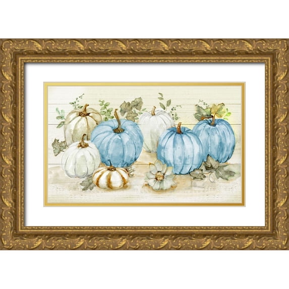 Nan 18x12 Gold Ornate Wood Framed with Double Matting Museum Art Print Titled - Pumpkin Harvest