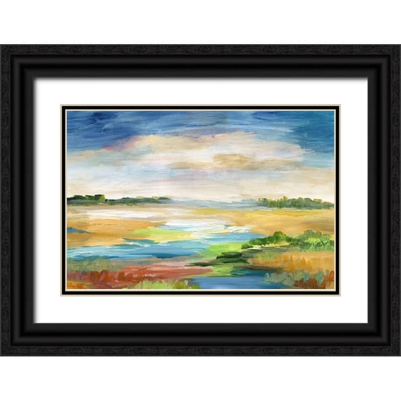 Nan 18x13 Black Ornate Wood Framed with Double Matting Museum Art Print Titled - Distant Inlet
