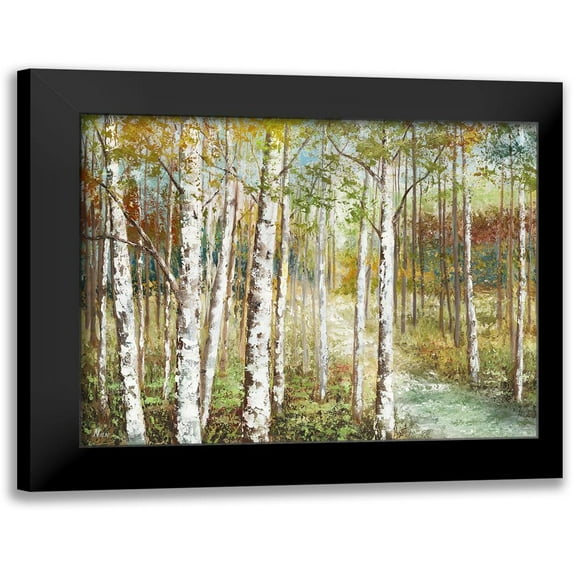 Nan 18x15 Black Modern Framed Museum Art Print Titled - Warm Spice Birch Path