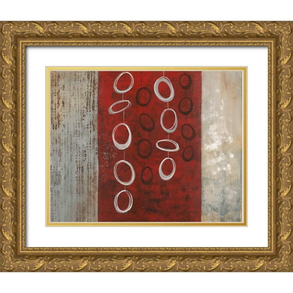 Nan 18x15 Gold Ornate Wood Framed with Double Matting Museum Art Print Titled - Dangling Geometric I