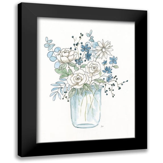 Nan 19x24 Black Modern Framed Museum Art Print Titled - Softly Whisper Bouquet II