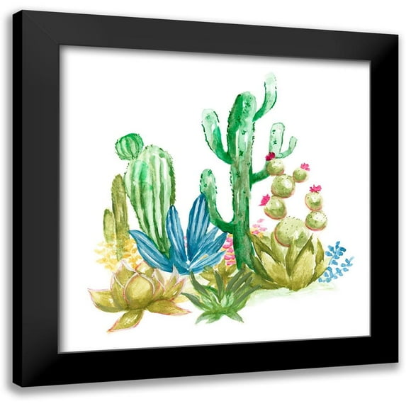 Nan 20x20 Black Modern Framed Museum Art Print Titled - Cactus Vignette II