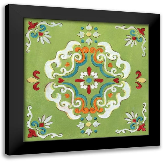 Nan 20x20 Black Modern Framed Museum Art Print Titled - Green Bandana Mosaic