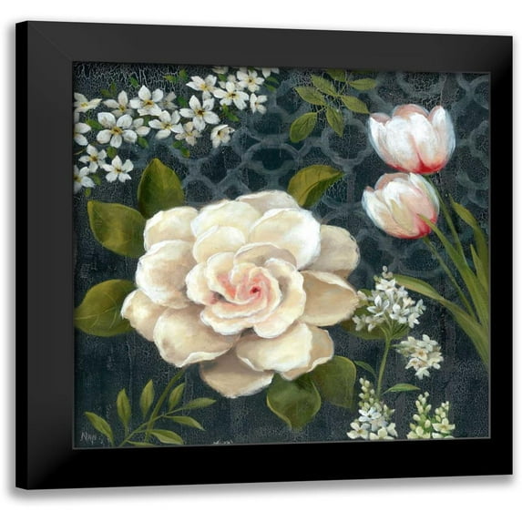 Nan 20x20 Black Modern Framed Museum Art Print Titled - Midnight Garden I