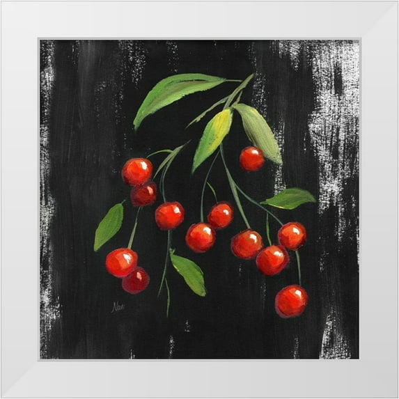 Nan 20x20 White Modern Wood Framed Museum Art Print Titled - Chalkboard Cherries