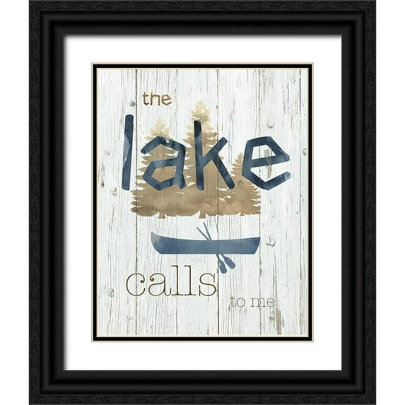 Nan 20x24 Black Ornate Wood Framed with Double Matting Museum Art Print Titled - The Lake Calls to Me