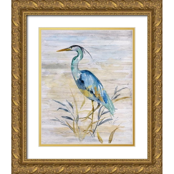 Nan 20x24 Gold Ornate Wood Framed with Double Matting Museum Art Print Titled - Blue Heron II