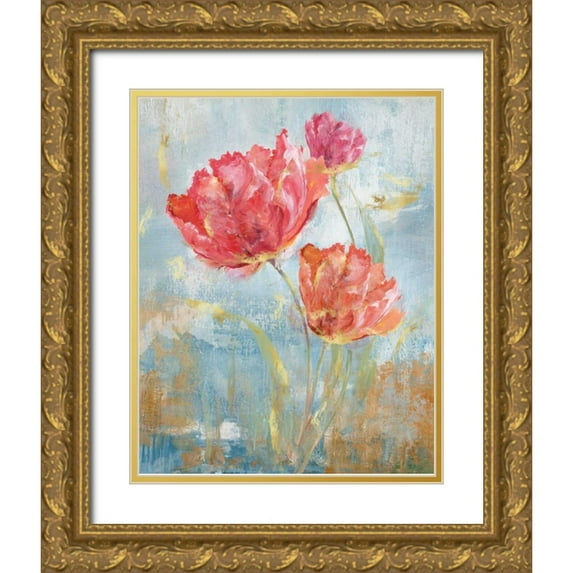 Nan 20x24 Gold Ornate Wood Framed with Double Matting Museum Art Print Titled - Floral Dance II