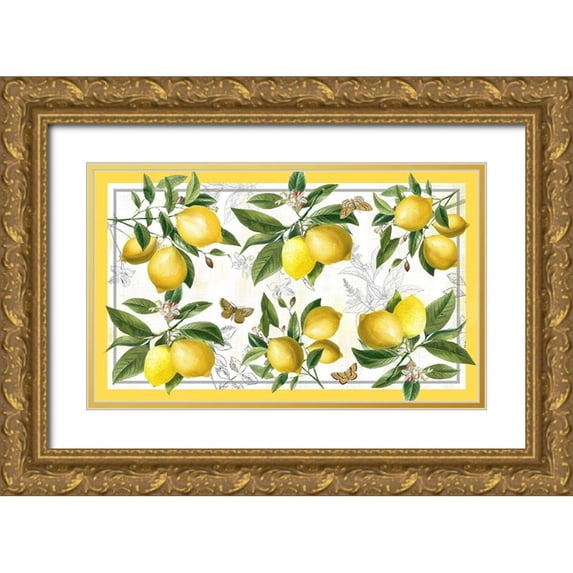 Nan 24x16 Gold Ornate Wood Framed with Double Matting Museum Art Print Titled - Linen Lemons
