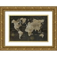 thumbnail image 1 of Nan 24x17 Gold Ornate Wood Framed with Double Matting Museum Art Print Titled - Safari World Map, 1 of 4