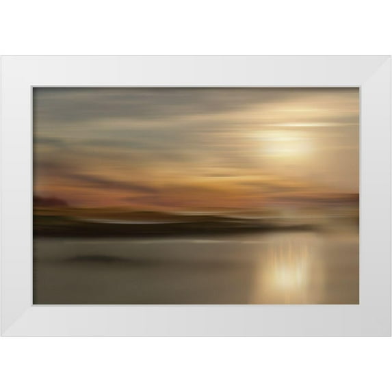Nan 24x17 White Modern Wood Framed Museum Art Print Titled - Mystic Lake