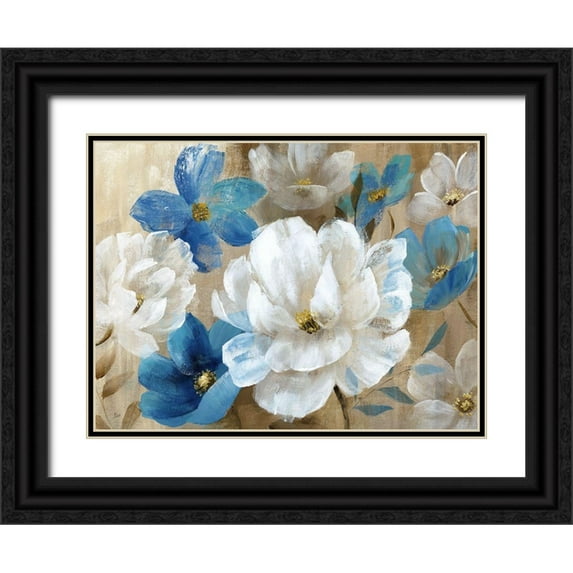 Nan 24x19 Black Ornate Wood Framed with Double Matting Museum Art Print Titled - Transient Garden Blues