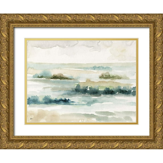 Nan 24x19 Gold Ornate Wood Framed with Double Matting Museum Art Print Titled - Pastel Panorama