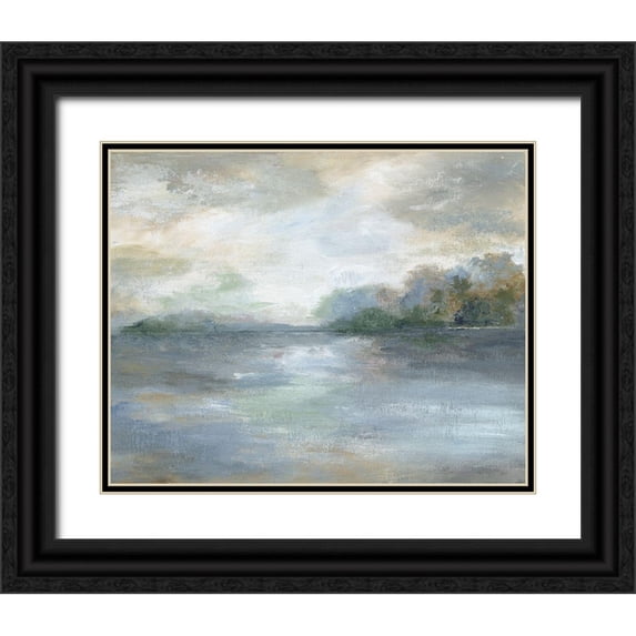 Nan 24x20 Black Ornate Wood Framed with Double Matting Museum Art Print Titled - Blue Ethereal