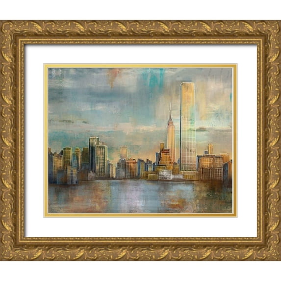 Nan 24x20 Gold Ornate Wood Framed with Double Matting Museum Art Print Titled - City Skyline
