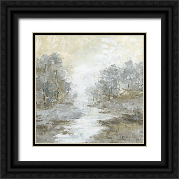 Nan 26x26 Black Ornate Wood Framed with Double Matting Museum Art Print Titled - Babbling Brook I