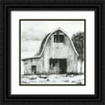 thumbnail image 1 of Nan 26x26 Black Ornate Wood Framed with Double Matting Museum Art Print Titled - Black and White Barn II, 1 of 4