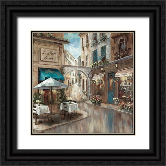 Nan 26x26 Black Ornate Wood Framed with Double Matting Museum Art Print Titled - Provence Cafe I
