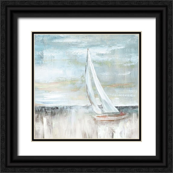 Nan 26x26 Black Ornate Wood Framed with Double Matting Museum Art Print Titled - Soft Sail II