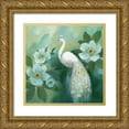 thumbnail image 1 of Nan 26x26 Gold Ornate Wood Framed with Double Matting Museum Art Print Titled - Proud Peacock, 1 of 4