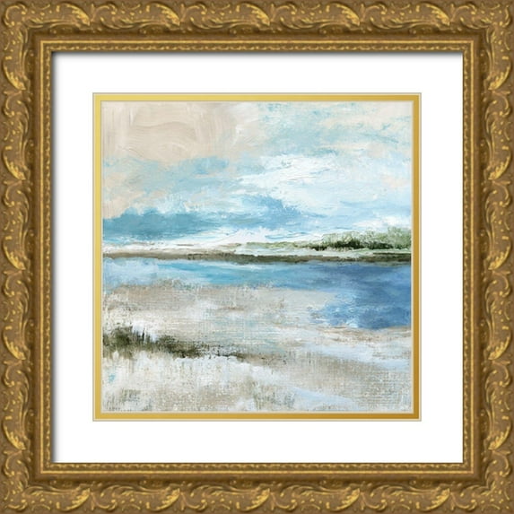 Nan 26x26 Gold Ornate Wood Framed with Double Matting Museum Art Print Titled - Sweeping Inlet