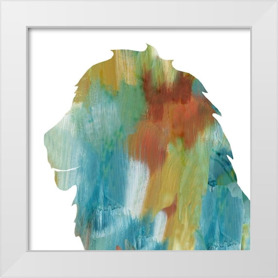 Nan 26x26 White Modern Wood Framed Museum Art Print Titled - Painterly Lion