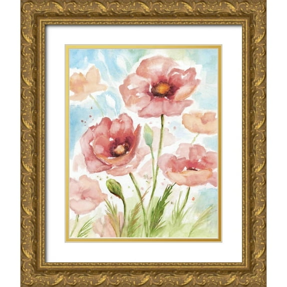 Nan 26x32 Gold Ornate Wood Framed with Double Matting Museum Art Print Titled - Botanical Blush I