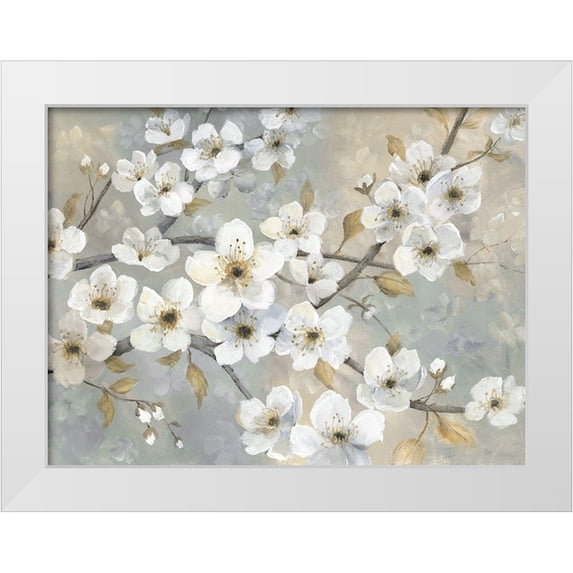 Nan 32x25 White Modern Wood Framed Museum Art Print Titled - Golden Garden