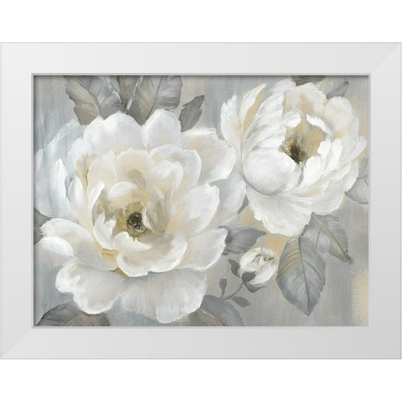 Nan 32x25 White Modern Wood Framed Museum Art Print Titled - Perfect Peonies