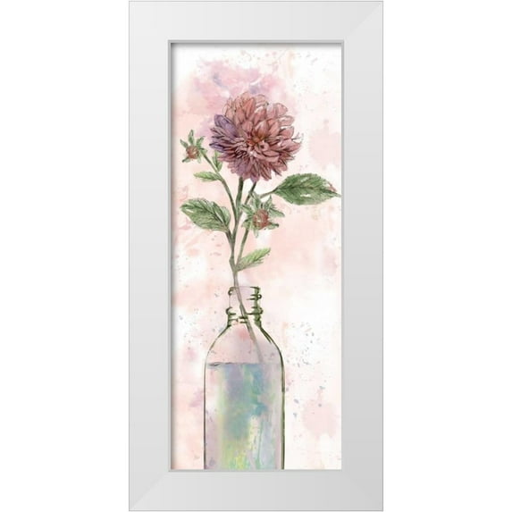 Nan 8x14 White Modern Wood Framed Museum Art Print Titled - Vintage Bottle Dahlia