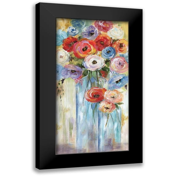 Nan 9x14 Black Modern Framed Museum Art Print Titled - Bottles and Blooms