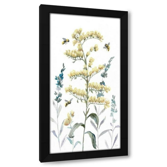 Nan 9x14 Black Modern Wood Framed Wall Art Titled - Bumble Bee Garden I