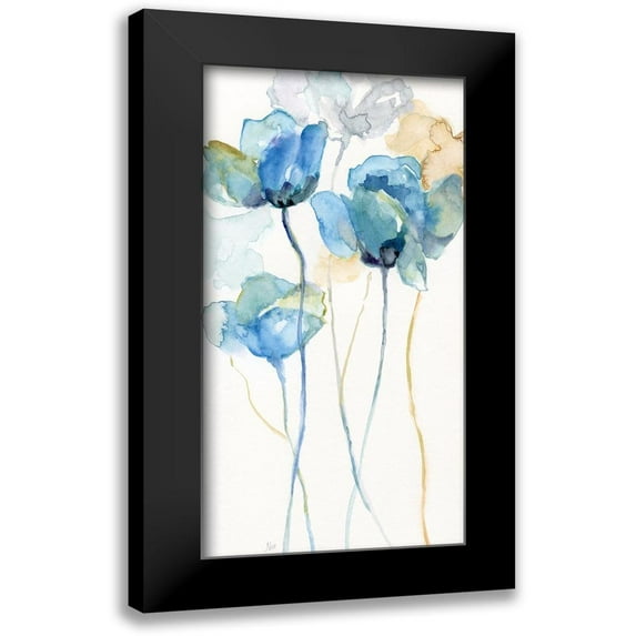 Nan 9x14 Black Modern Framed Museum Art Print Titled - Wildflower Blues I