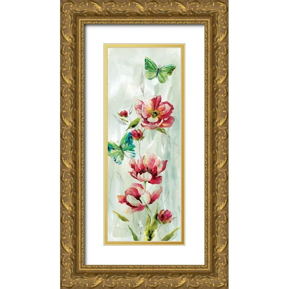 Nan 9x18 Gold Ornate Wood Framed with Double Matting Museum Art Print Titled - Butterfly Welcome I