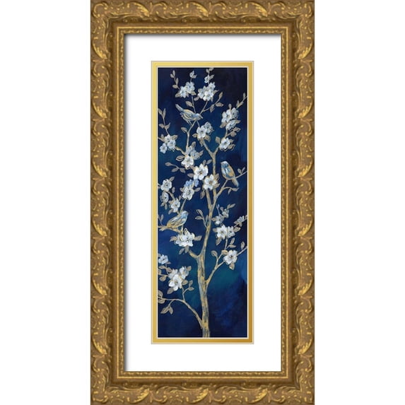 Nan 9x18 Gold Ornate Wood Framed with Double Matting Museum Art Print Titled - Indigo Spring II