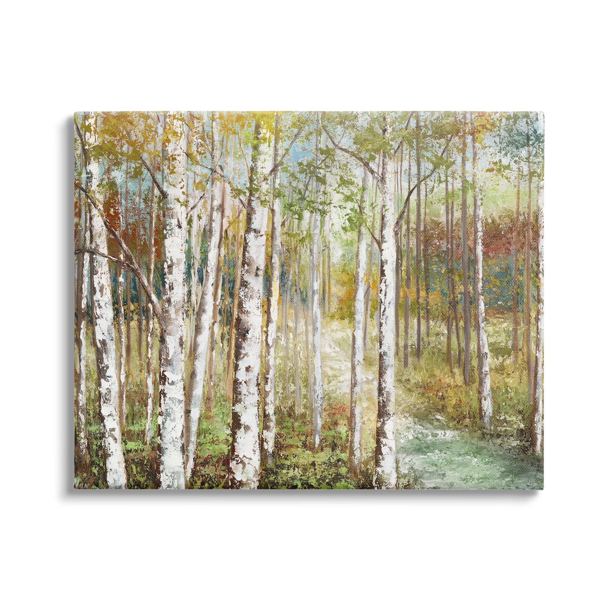 Stupell Industries Birch Orchard Grove Hiking Path Passage Impressionist Painting,40 x 30, Design by Nan