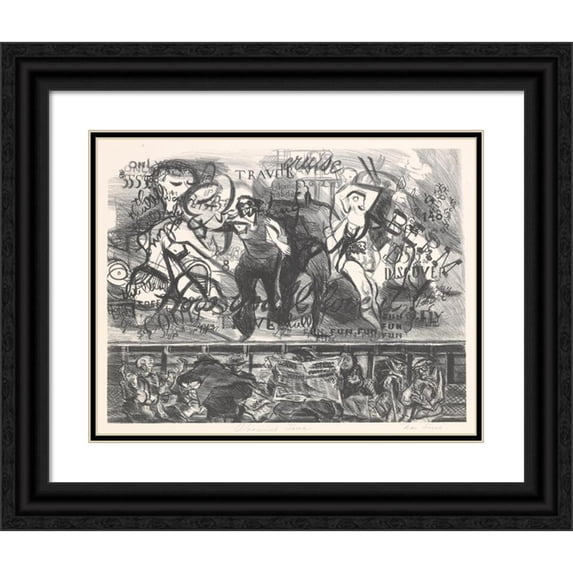 Nan Lurie 14x12 Black Ornate Wood Framed Double Matted Museum Art Print Titled: Promised Land (1935 - 1943)