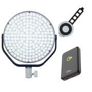 Nanlite miro 60C 60W RGBW LED Round Panel Light, Midnight Blue, Bundle with 10000mAh 38.5Wh Qi Wireless Power Bank and Power Bank Holder
