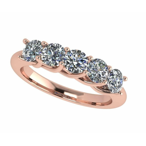 Nana 10 Karat Rose Gold lucita 5 Stone Pure Brilliance Zirconia Simulated Diamond Band - Size 9.5
