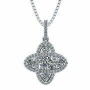 Nana 4-Points Dancing Stone Pendant Silver & Pure Brilliance Zirconia with 0.8mm 22 Adjustable Box Chain-Platinum Plated