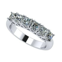 Nana Asscher Cut 1ctw Simulated Diamond Anniversary Ring, Pure Brilliance Zirconia & CZ Wedding Engagement Band-Silver-Size 4