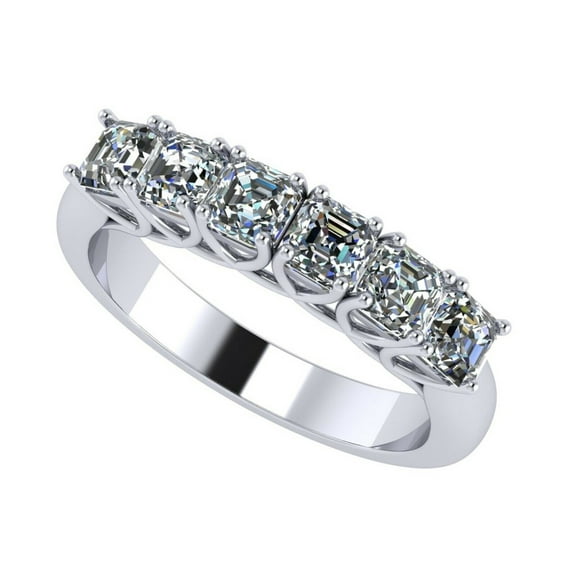 Nana Asscher Cut 1ctw Simulated Diamond Anniversary Ring, Pure Brilliance Zirconia & CZ Wedding Engagement Band-Silver-Size 4