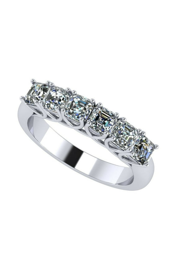 Asscher Cut 1ctw Simulated Diamond Anniversary Ring, Pure Brilliance Zirconia & CZ Wedding Engagement Band-Silver-Size 4