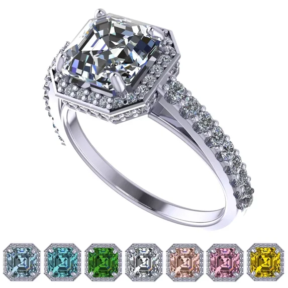 NANA Jewels 2ct Pure Brilliance Zirconia Halo Engagement Ring-Asscher Cut-April-6.5