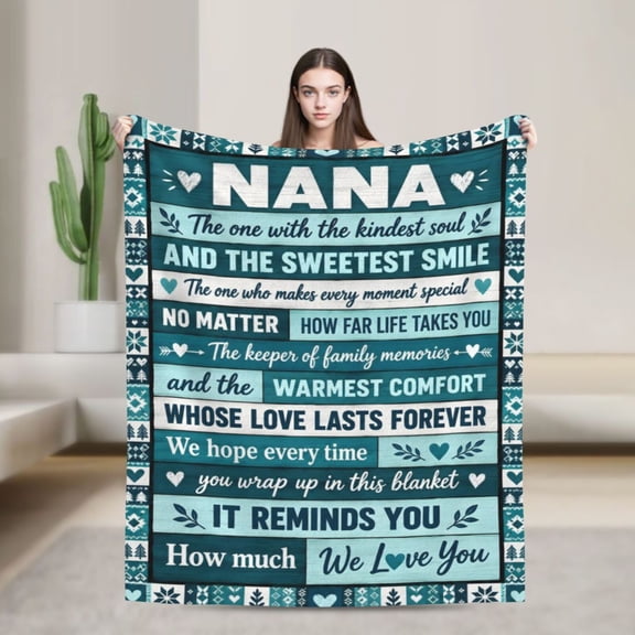 Nana Blanket Grandma Family Love Cozy Flannel Throw Blanket Gift for Nana From Grandchildren 50x40 in
