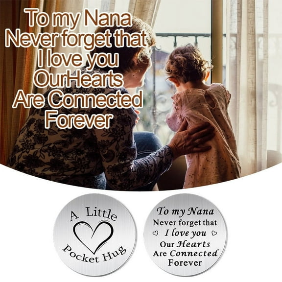Nana Christmas Birthday Retirement Gifts from Granddaughter Grandson, Nana Pocket Hug Token Gifts for Nana Grandmother Long Distance Relationship Gift for Nana Grammy With PU Leather Keychains